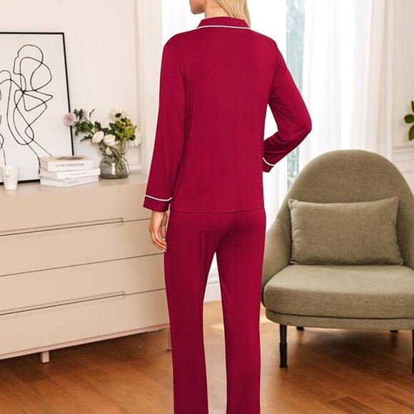 Modal Women's Pajamas Set 2 Piece Button Down Pjs Long Sleeve -NWT - Picture 3 of 3